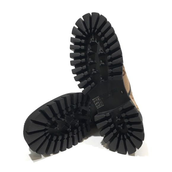 GUCCI SUPREME MACRO GG CANVAS LACE-UP SHOES -BEIGE / BLACK -MEN US 9.5 -NEW - Picture 9 of 9